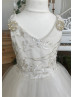 Ivory V Back Floor Length Flower Girl Dress